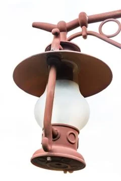 Isolated lantern hanging on the pole. Foto stock