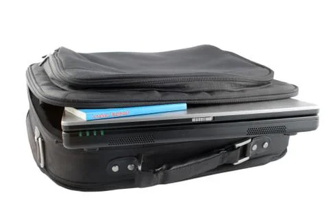 Isolated laptod and case Stock Photos