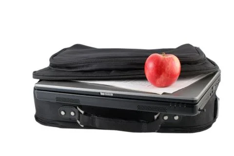 Isolated laptod and case Stock Photos