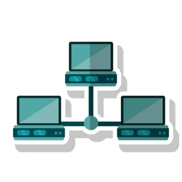 Isolated laptop and data base design Illustrazione stock