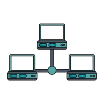 Isolated laptop and data base design Illustrazione stock