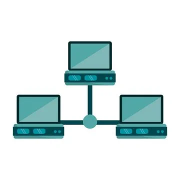 Isolated laptop and data base design Stock Illustration