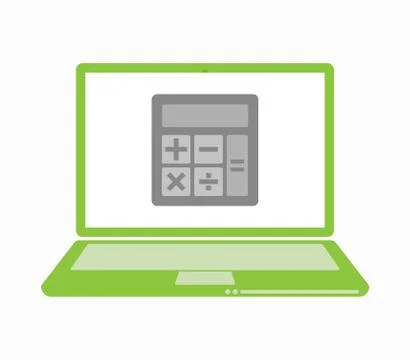 Isolated laptop with  a calculator Illustrazione stock