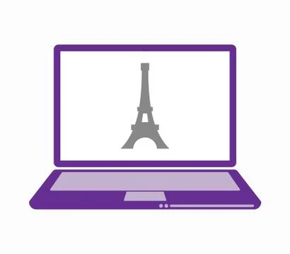 Isolated laptop with   the Eiffel tower 스톡 일러스트