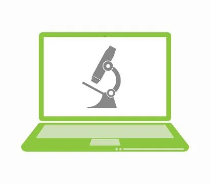 Isolated laptop with  a microscope icon 스톡 일러스트