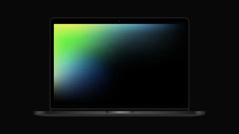 Isolated Laptop Mockup with Green Gradient Screen Stock Illustration