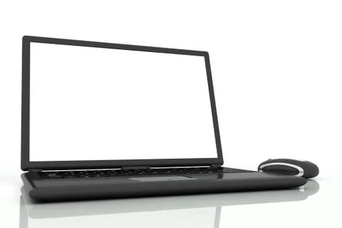 Isolated laptop with mouse Stock Illustration