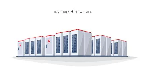 Isolated Large Battery Cloud Storage System Stock Illustration