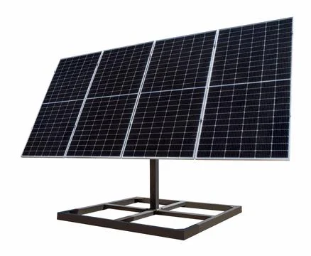 Isolated large black solar panel on mounting structure Foto stock