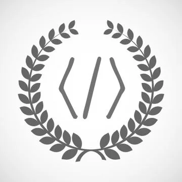 Isolated laurel wreath icon with a code sign Illustrazione stock