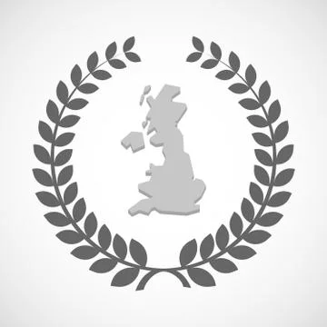 Isolated laurel wreath icon with  a map of the UK Stock Illustration