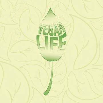 Isolated leaf with text Pattern background with leaves Vegan lifestyle Vector イラスト素材
