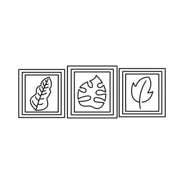 Isolated leaves inside frames vector design 库存插图