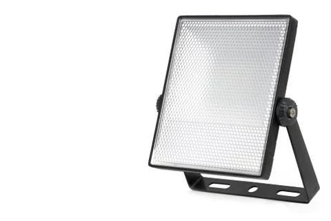 Isolated LED spotlight with a mount on a white background. Foto stock