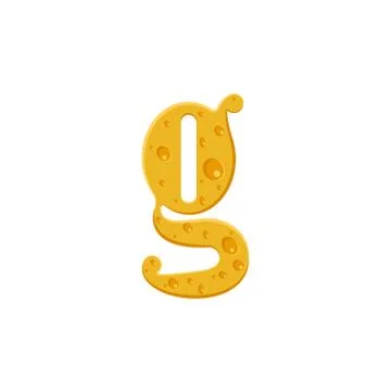 Isolated letter small g food promotion logo cartoon cheese slice. Stock Illustration