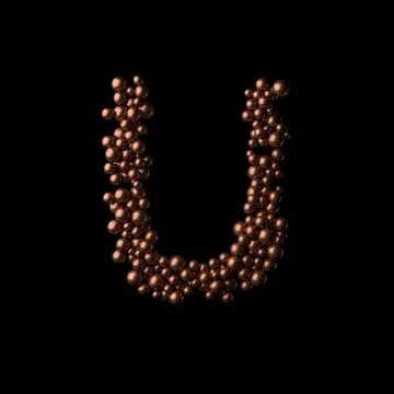 Isolated letter U on black background Stock Illustration