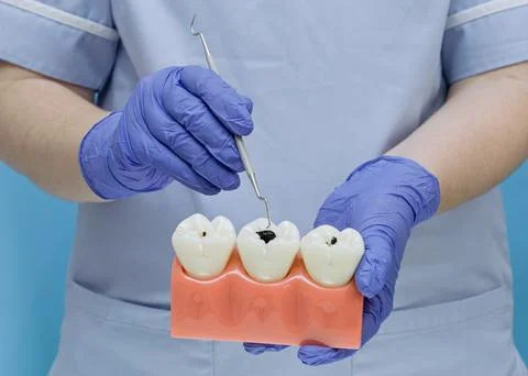 Isolated on a light blue background with copy space. Concept of oral hygiene, Photos