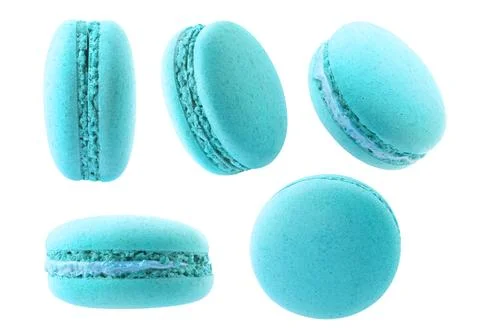 Isolated light blue macaroon at different angles Stock Photos
