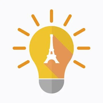 Isolated light bulb with   the Eiffel tower Stock Illustration