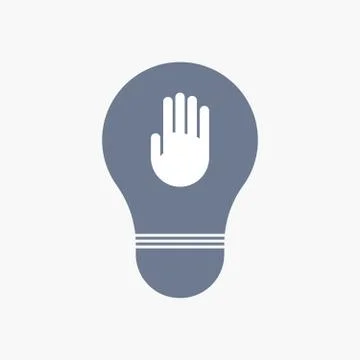 Isolated light bulb icon with a hand Stock Illustration