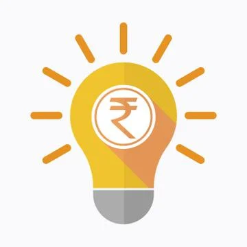 Isolated light bulb with  a rupee coin icon Stock Illustration