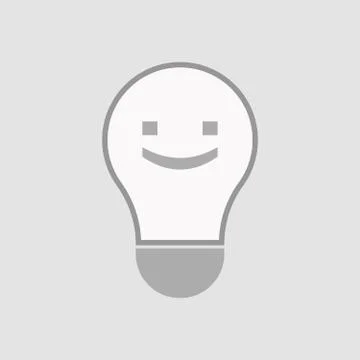 Isolated light bulb with a smile text face Stock Illustration