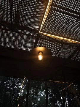 Isolated light shining in the cafe Stock Photos