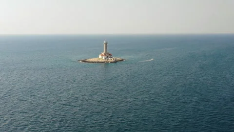 Isolated Lighthouse in the Adriatic Sea Stock-Footage 240624685
