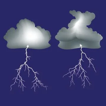 Isolated lightning and dark clouds Stock Illustration