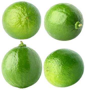 Isolated lime collection. Different angle of whole lime fruit isolated of white Stock Photos