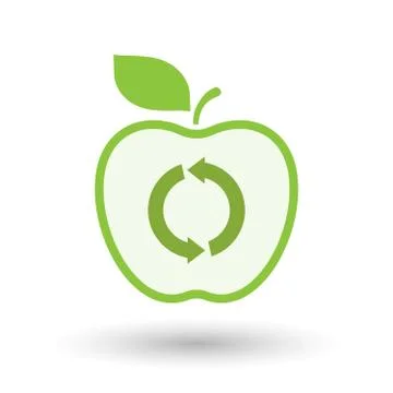 Isolated  line art apple icon with a round recycle sign Stock Illustration