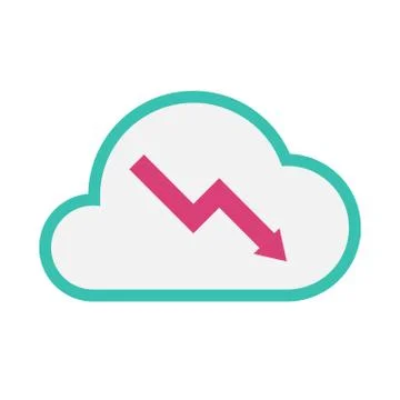 Isolated line art   cloud icon with a descending graph 库存插图