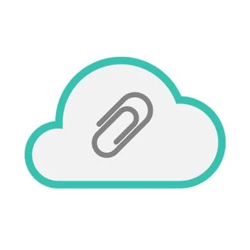 Isolated line art   cloud icon with a clip Stock Illustration