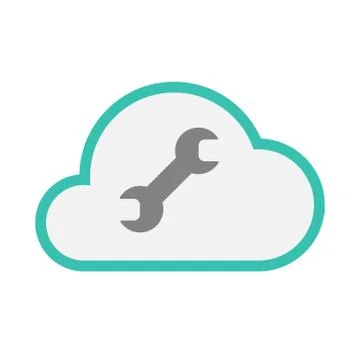 Isolated line art   cloud icon with a wrench 库存插图