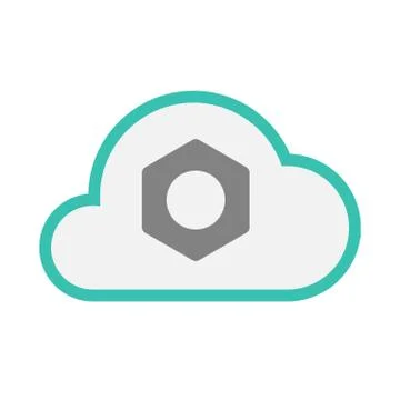 Isolated line art   cloud icon with a nut Stock Illustration