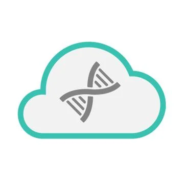 Isolated line art   cloud icon with a DNA sign Stock Illustration