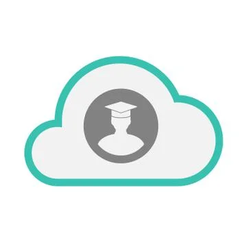 Isolated line art   cloud icon with a student Illustrazione stock