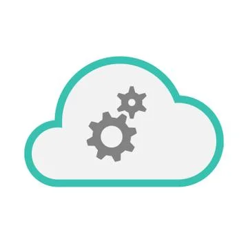 Isolated line art   cloud icon with two gears Stock Illustration