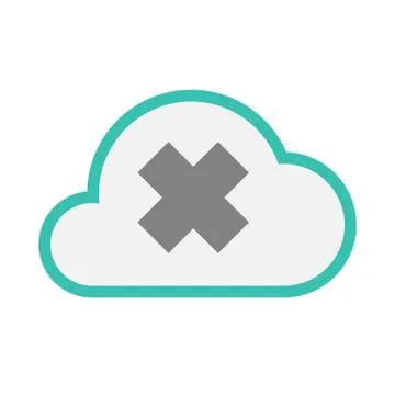 Isolated line art   cloud icon with an irritating substance sign 库存插图