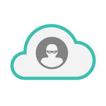 Isolated line art   cloud icon with a thief Stock Illustration