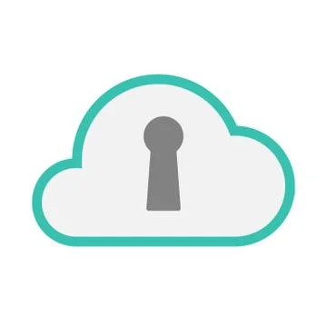 Isolated line art   cloud icon with a key hole Stock Illustration