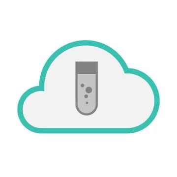 Isolated line art   cloud icon with a chemical test tube Stock Illustration