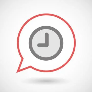 Isolated line art comic balloon with a clock Illustrazione stock