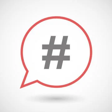 Isolated line art comic balloon with a hash tag Stock Illustration