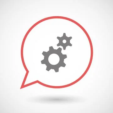 Isolated line art comic balloon with two gears Stock Illustration