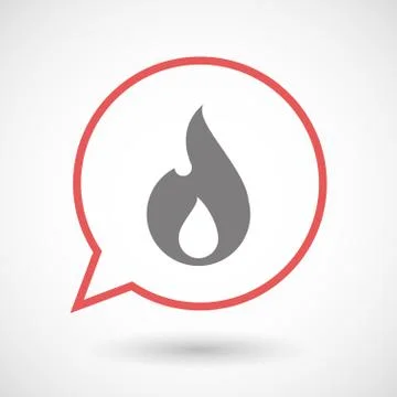 Isolated line art comic balloon with a flame Stock Illustration