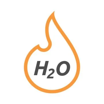 Isolated  line art flame with    the text H2O Stock Illustration