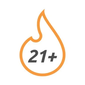 Isolated  line art flame with    the text 21+ Stock Illustration