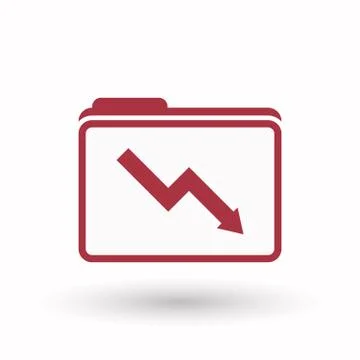 Isolated  line art  folder icon with a descending graph 库存插图