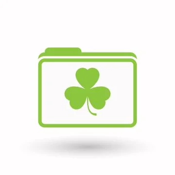 Isolated  line art  folder icon with a clover Stock Illustration